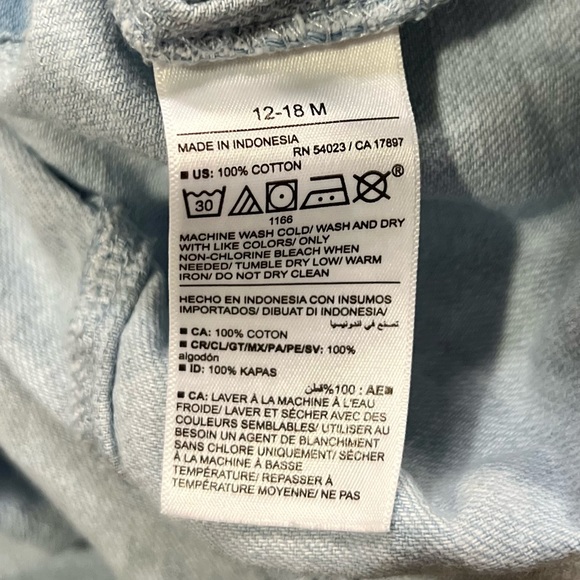 Baby Long Sleeve Denim Jumpsuit Romper Size 12-18 Months - Picture 3 of 3